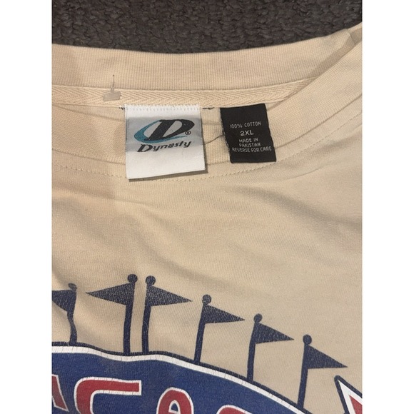 VTG 2003 Graphic Dynasty Chicago Cubs MLB 2XL Beige Long Sleeve Shirt Baseball - Picture 4 of 5